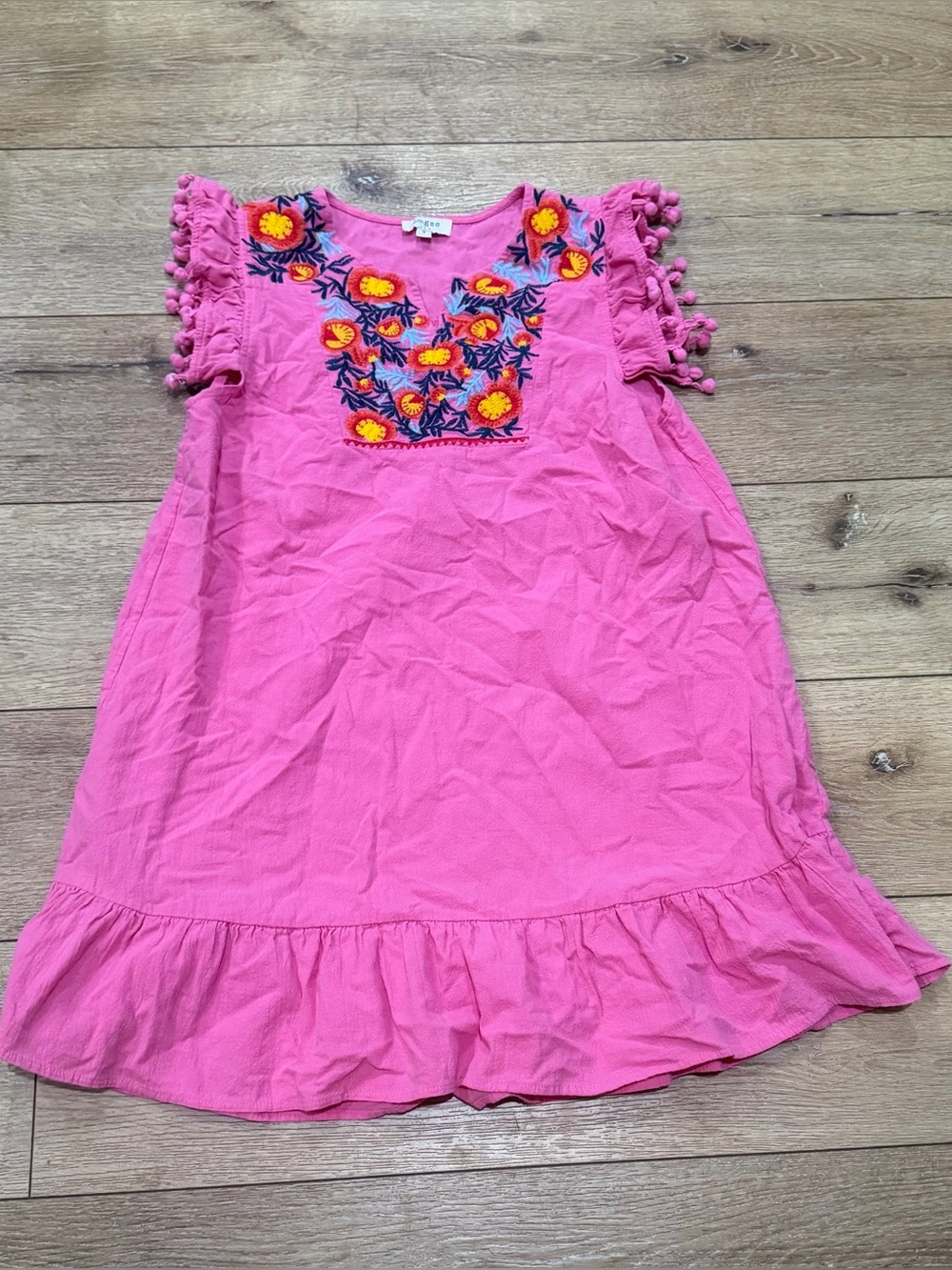 Umgee Women’s Pink Floral Embroidered Babydoll Dress